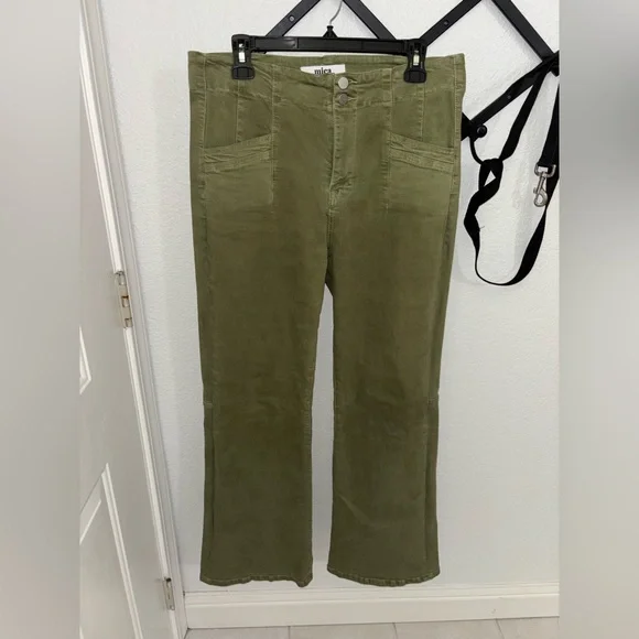 Mica Olive Green Wide Leg Jeans High Rise Stretch Denim Size 31 Trendy Boho - Picture 3 of 5